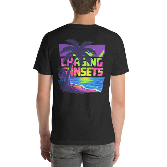 Chasing Sunsets Tropical Graphic T-Shirt Black Heather