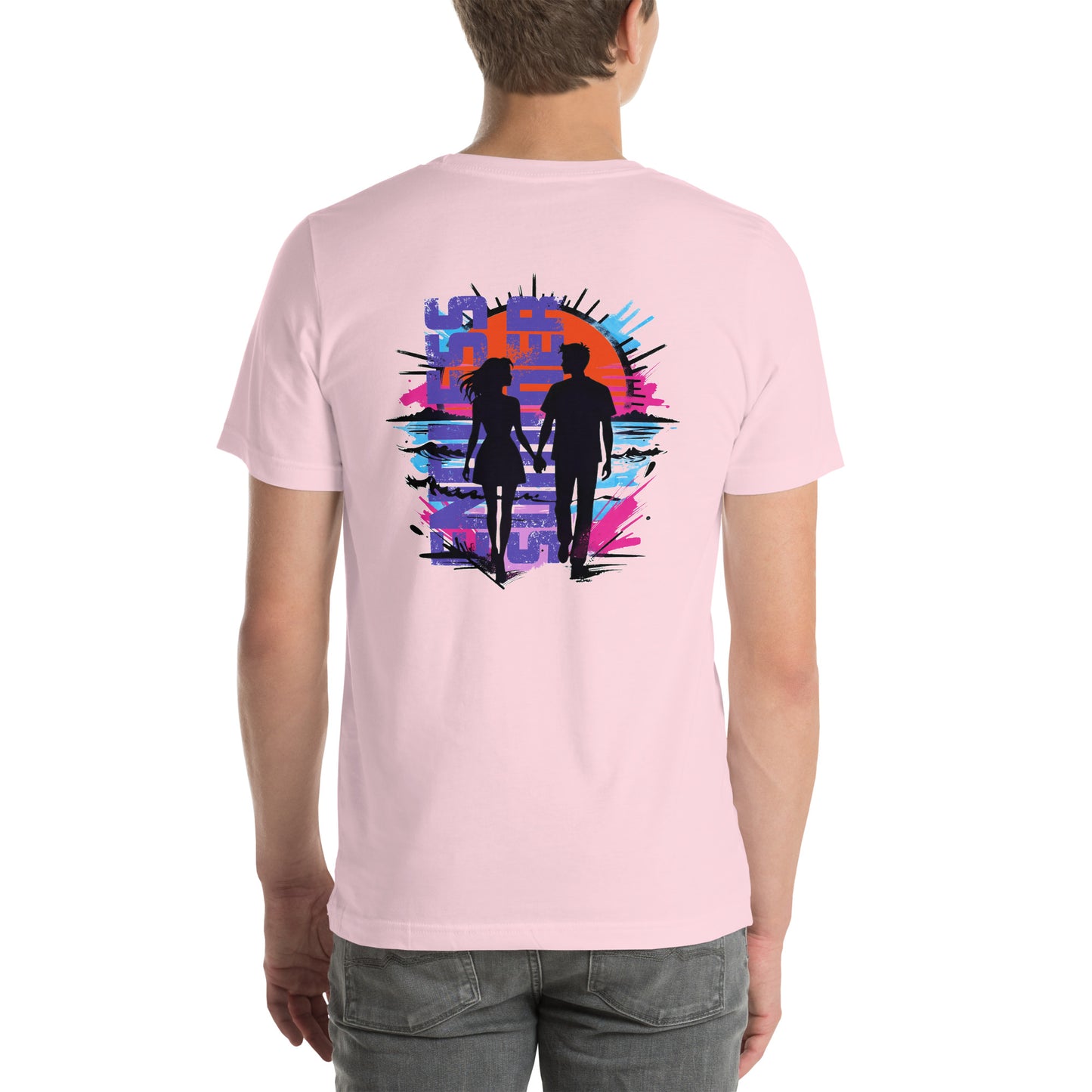 Endless Summer Couple Silhouette Graphic T-Shirt Soft Pink