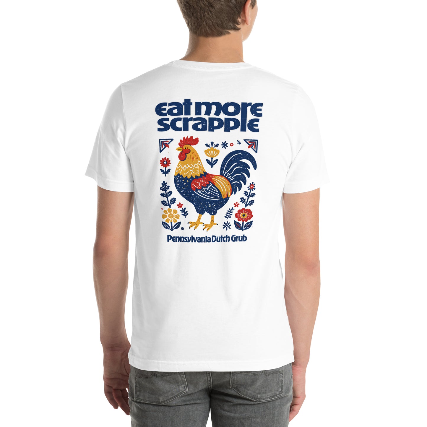 Eat More Scrapple Distressed Folk Art Graphic T-Shirt White
