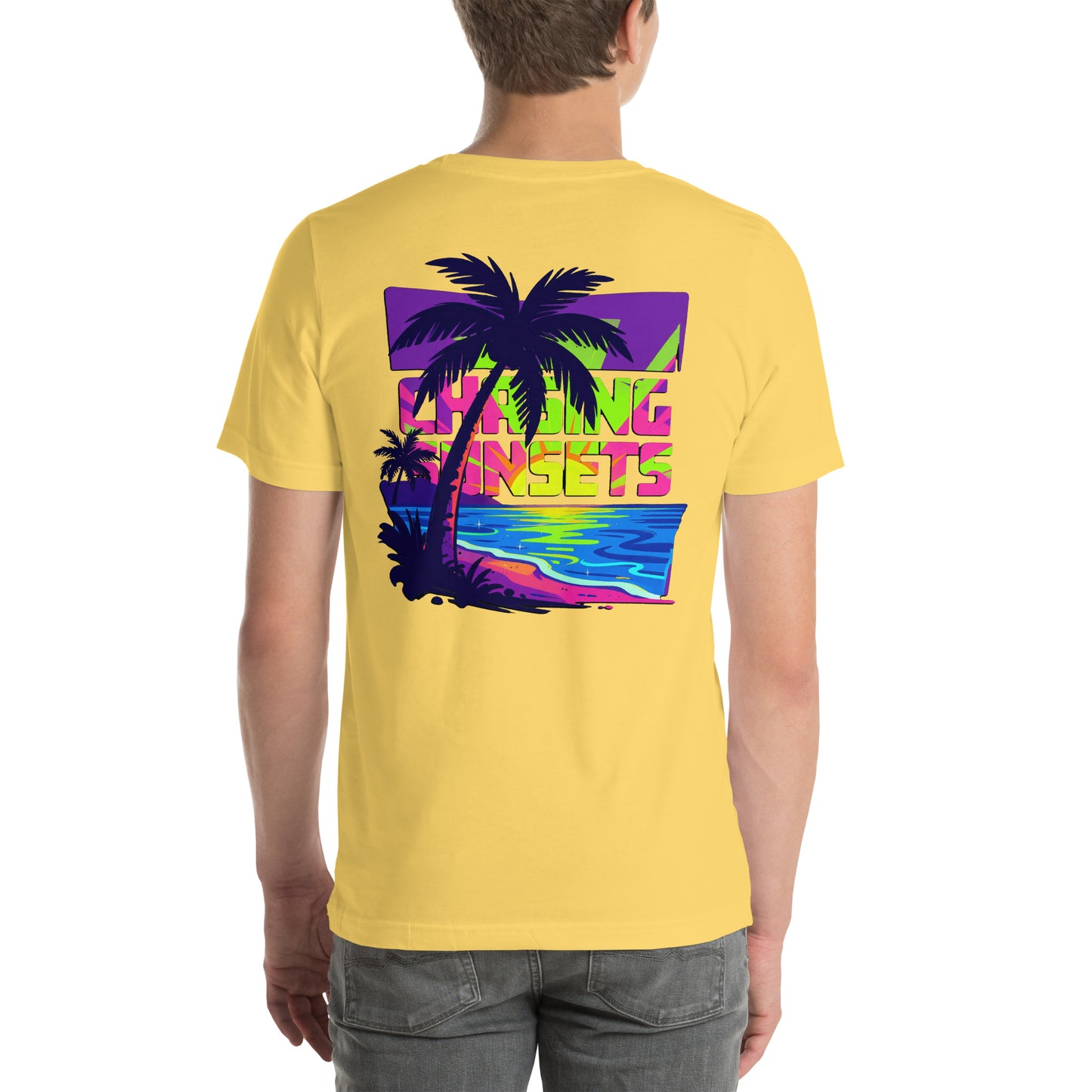 Chasing Sunsets Tropical Graphic T-Shirt Yellow