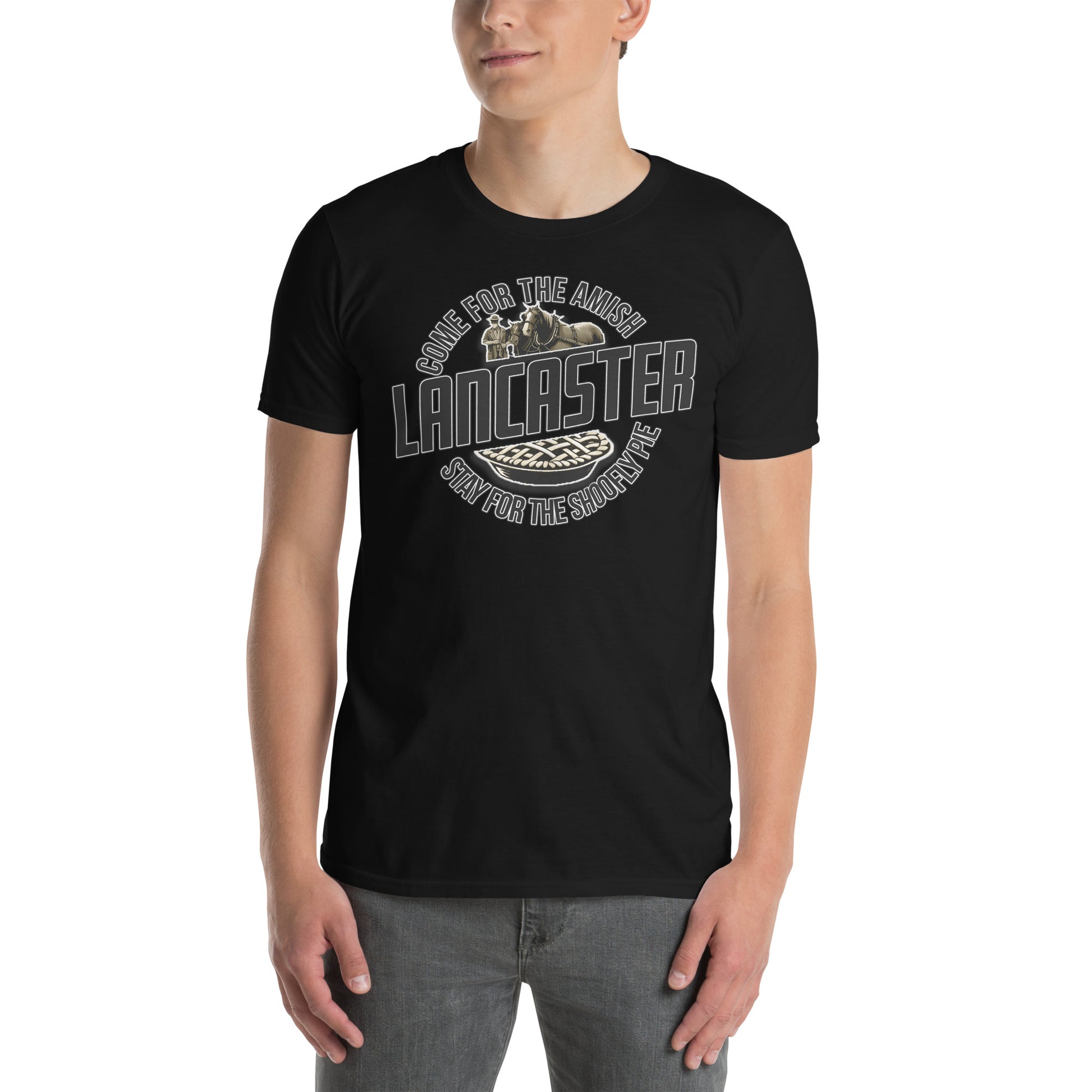 Come for the Amish, Stay for the Pie Graphic T-Shirt Black