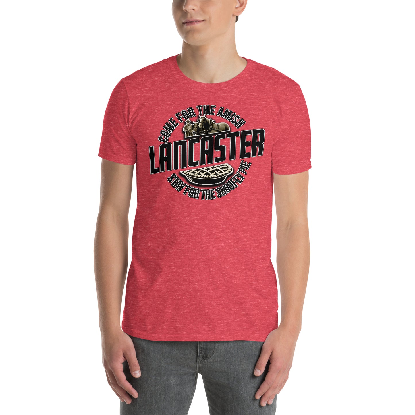 Come for the Amish, Stay for the Pie Graphic T-Shirt Heather Red