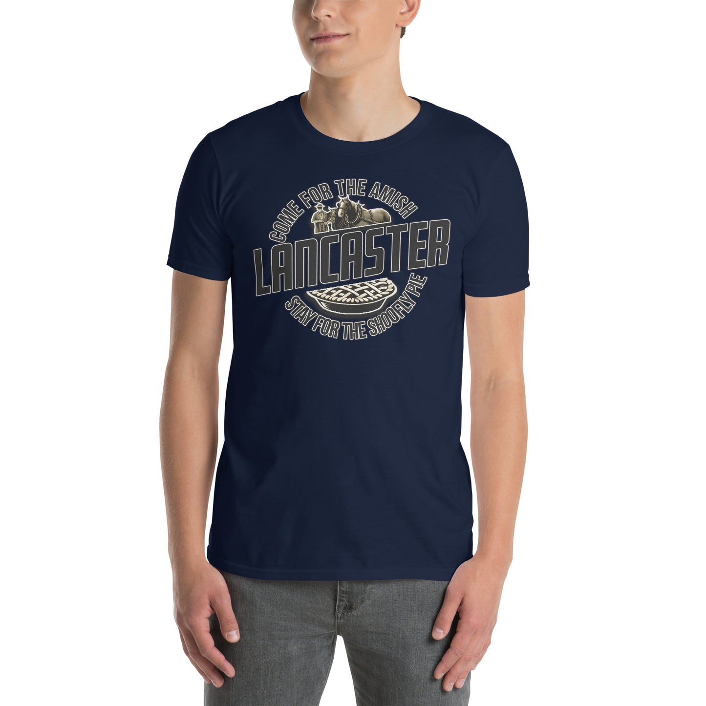 Come for the Amish, Stay for the Pie Graphic T-Shirt Navy