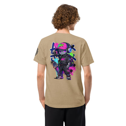 Apex Jinx Neon Skater Techwear Heavyweight Oversized Graphic T-Shirt Khaki