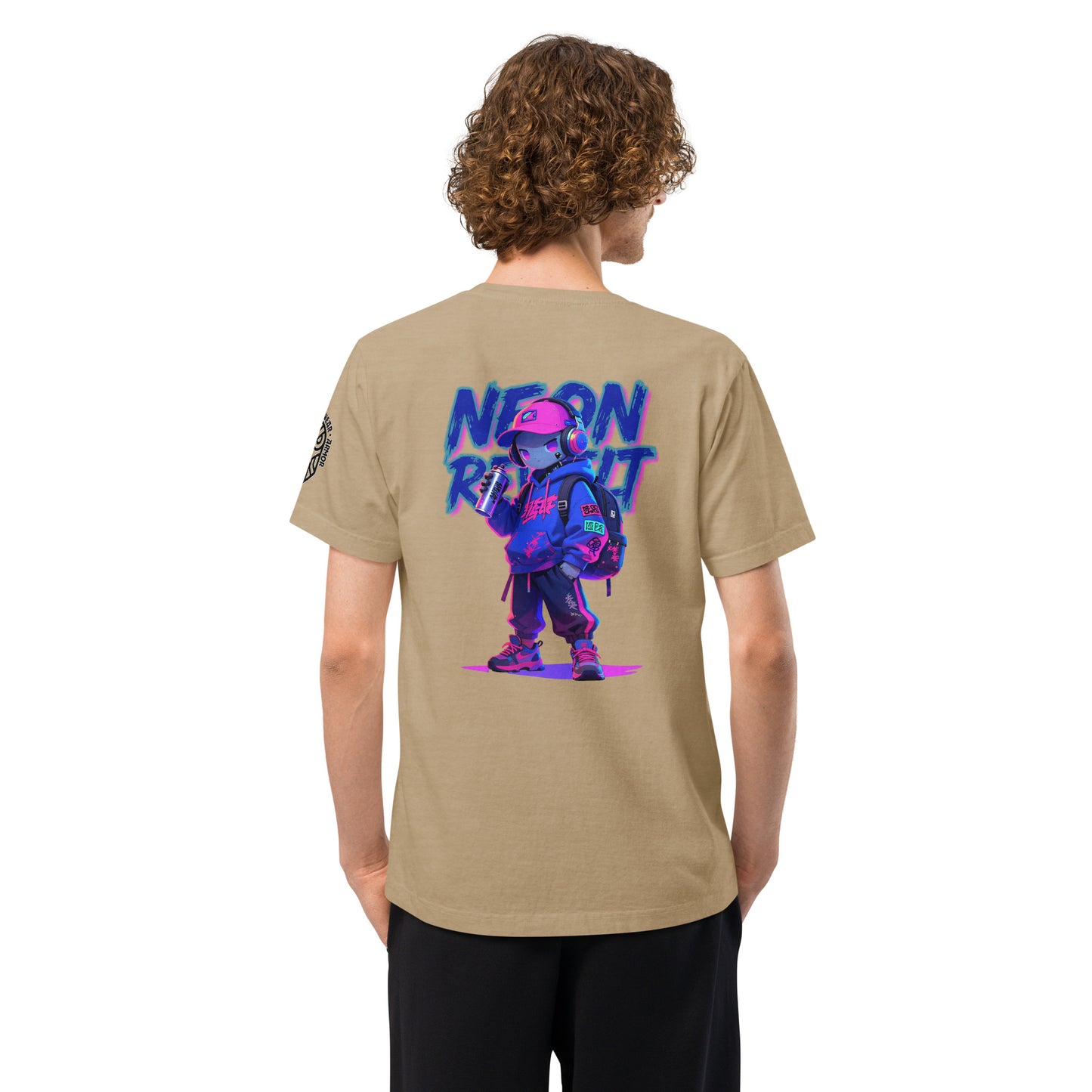 Neon Revolt Techwear Heavyweight Oversized Graphic T-Shirt Khaki