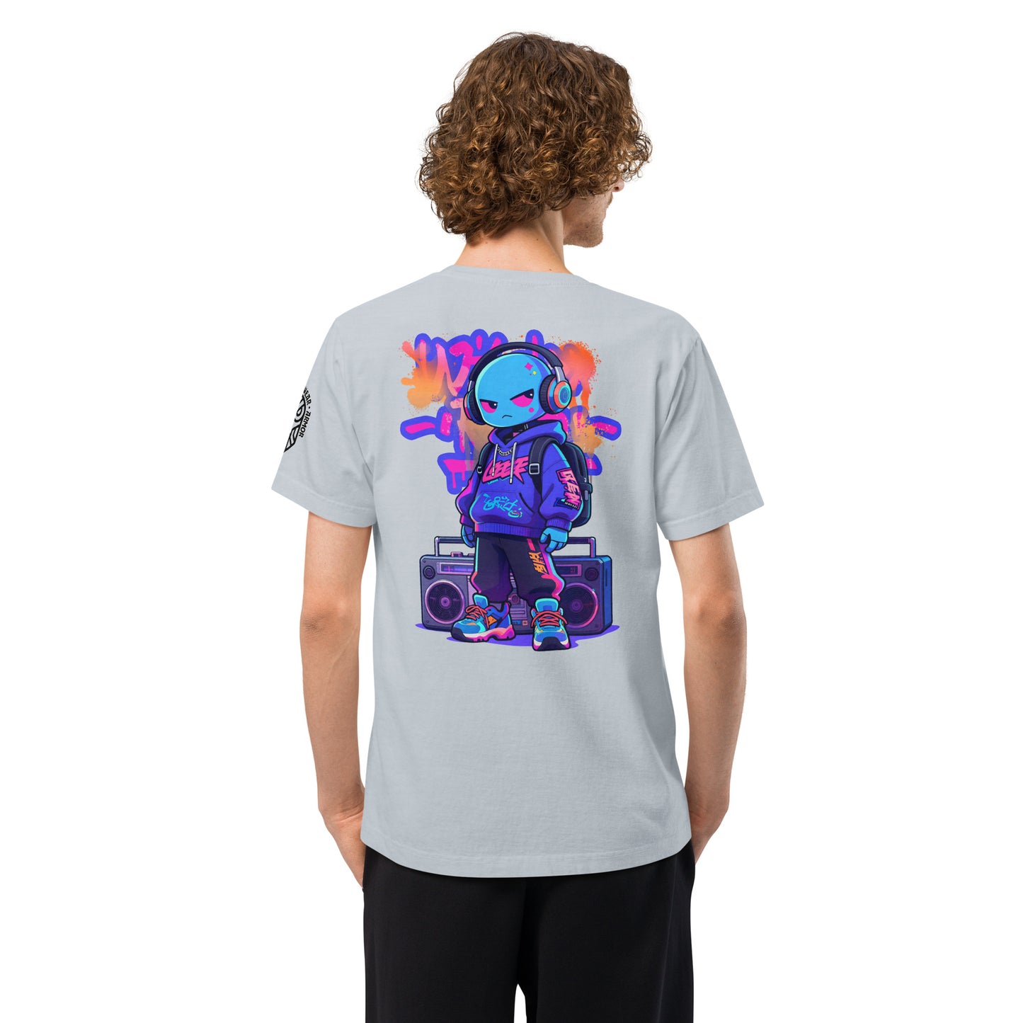 Wild Rush Techwear Heavyweight Oversized Graphic T-Shirt Light Washed Denim
