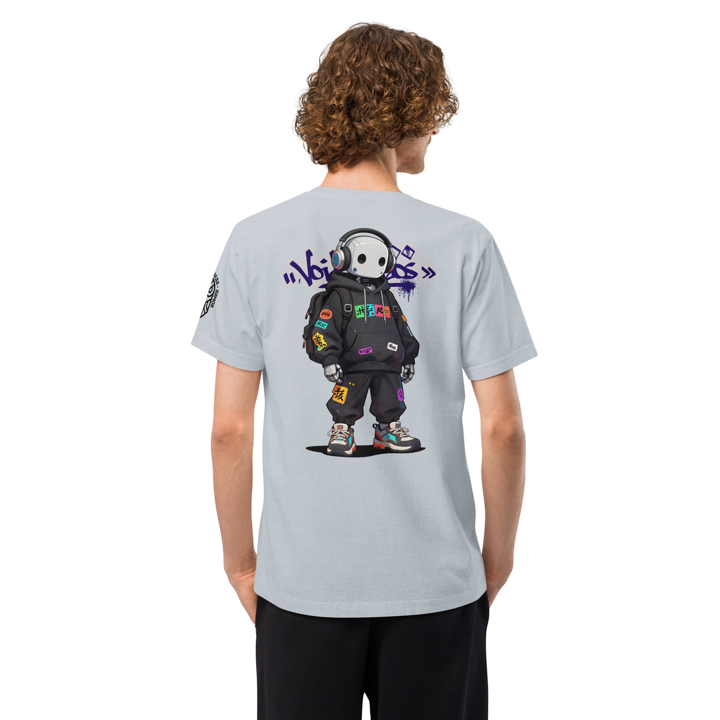 Void Chaos Techwear Heavyweight Oversized Graphic T-Shirt Light Washed Denim