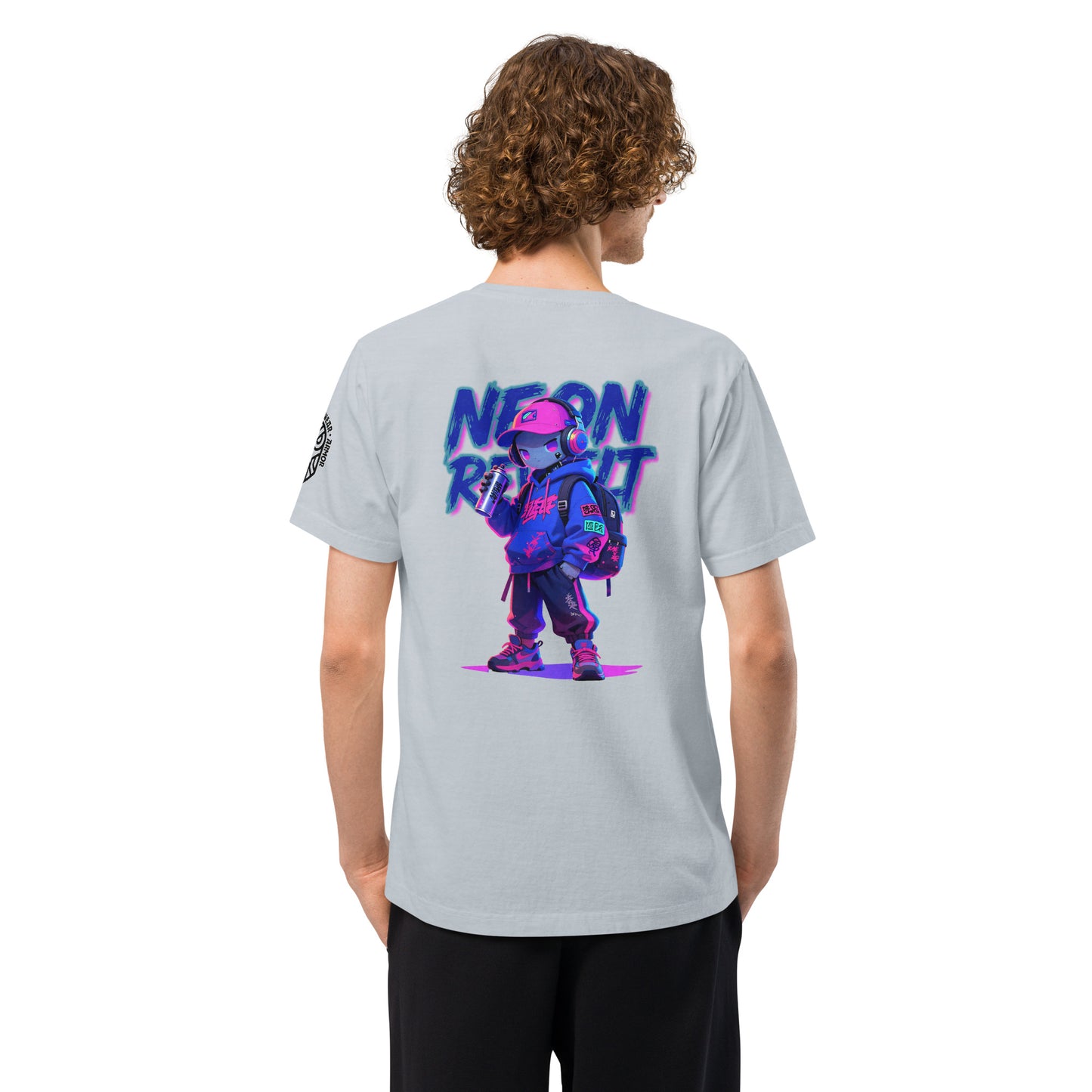Neon Revolt Techwear Heavyweight Oversized Graphic T-Shirt Light Washed Denim