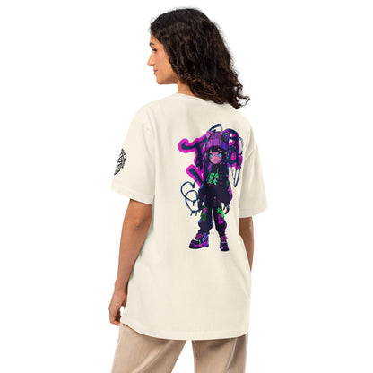 Pixel Vix Cyberpunk Techwear Heavyweight Oversized Graphic T-Shirt Vintage White