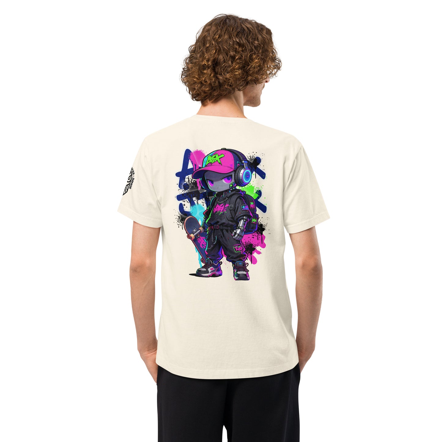 Apex Jinx Neon Skater Techwear Heavyweight Oversized Graphic T-Shirt Vintage White