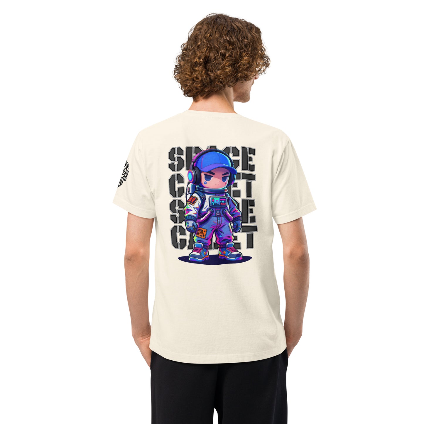 Space Cadet Neon Voyager Techwear Heavyweight Oversized Graphic T-Shirt Vintage White