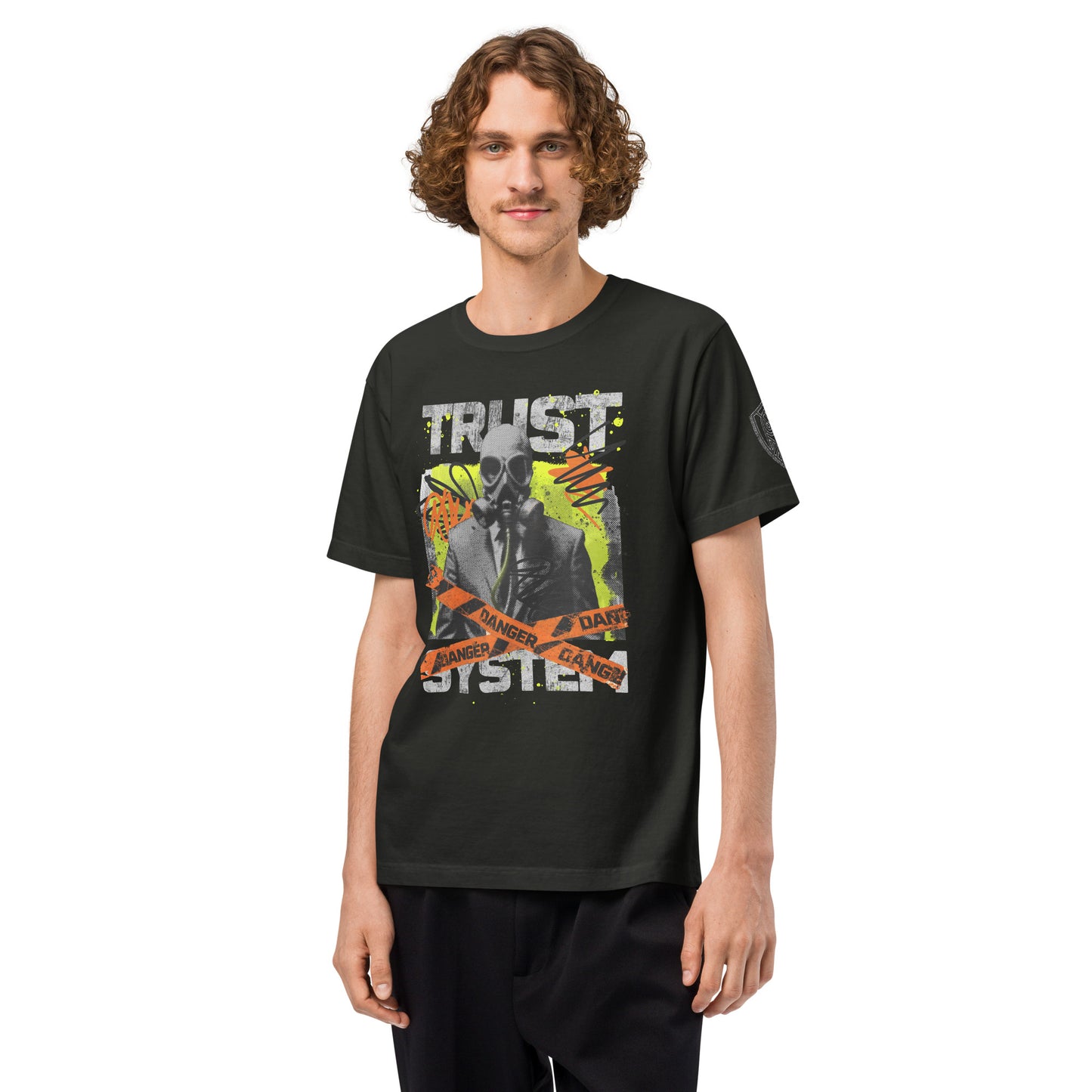 Trust The System Heavyweight Oversized Graphic T-Shirt Washed Black