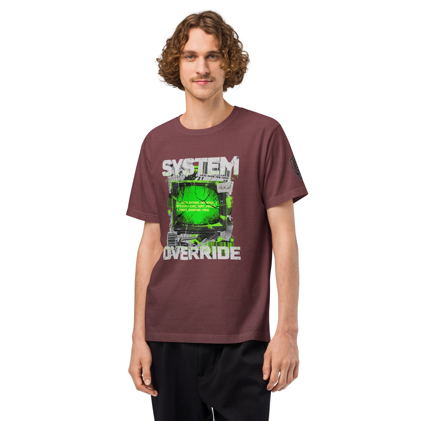 System Override Heavyweight Oversized Graphic T-Shirt Washed Maroon