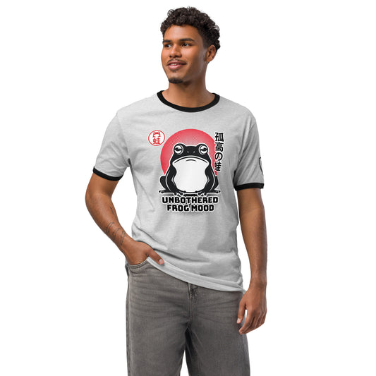 Unbothered Frog Mood Japanese Graphic T-Shirt Heather Gray Black