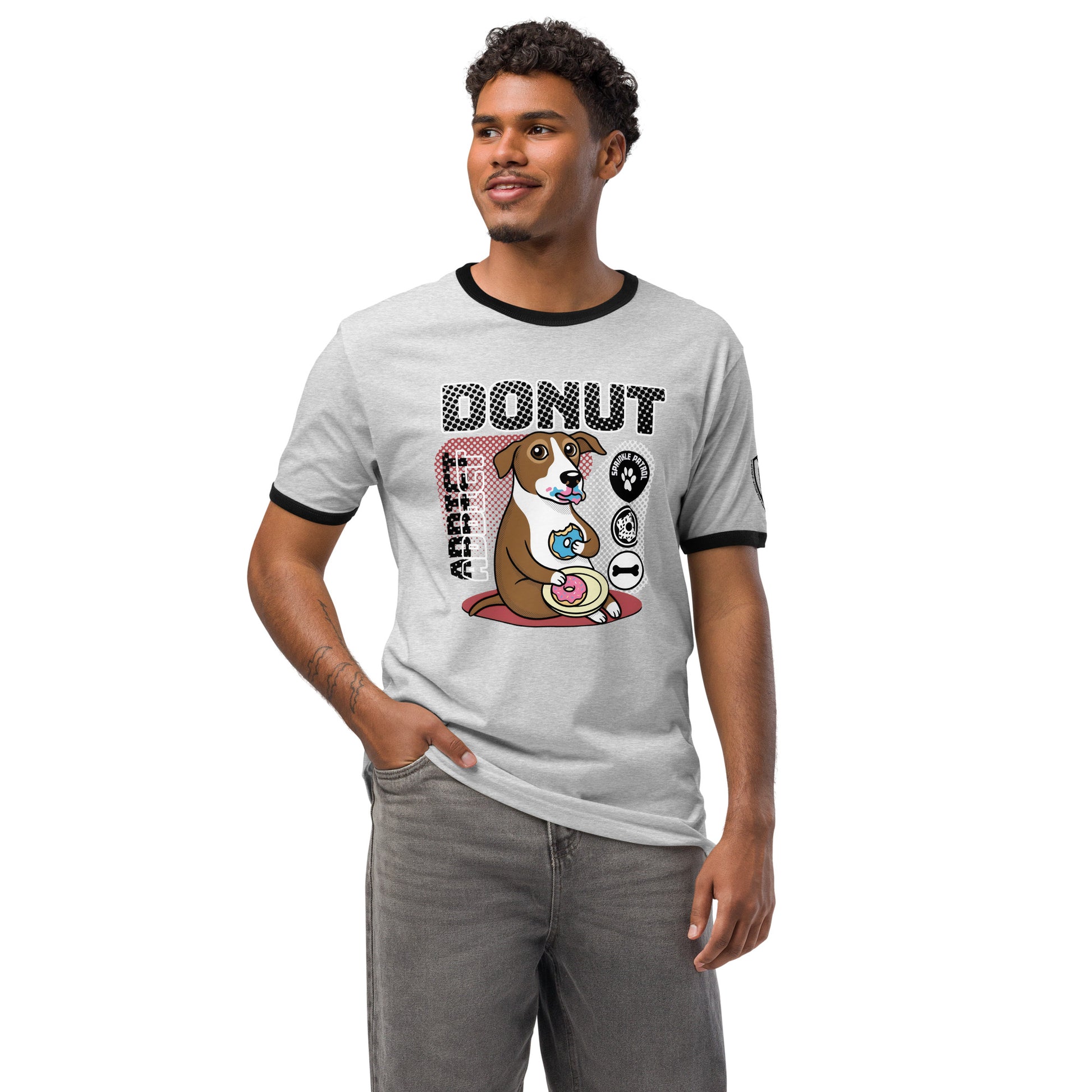 Donut Addict Graphic T-Shirt Heather Gray Black