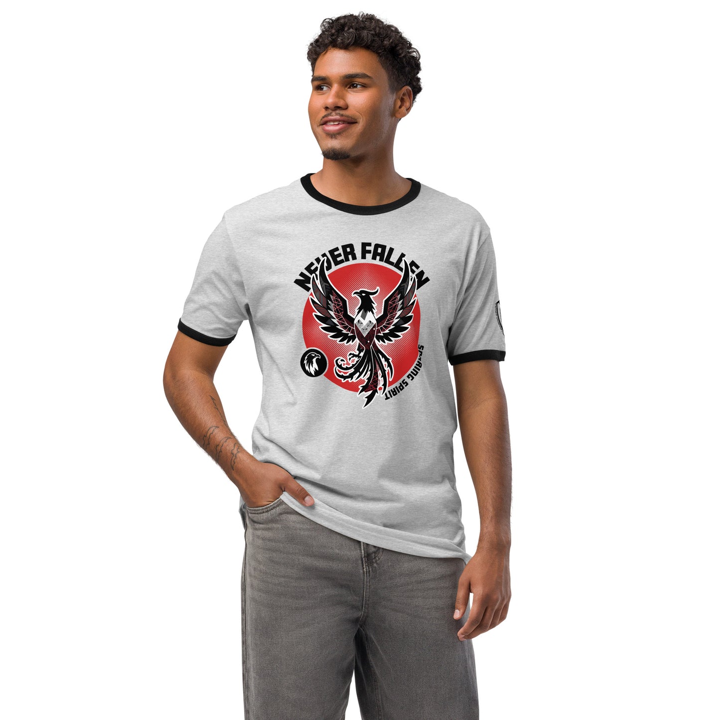 Never Fallen Graphic T-Shirt Heather Gray Black