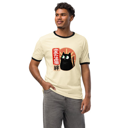 Strange Cat Bond Retro Japanese Graphic T-Shirt Natural Black