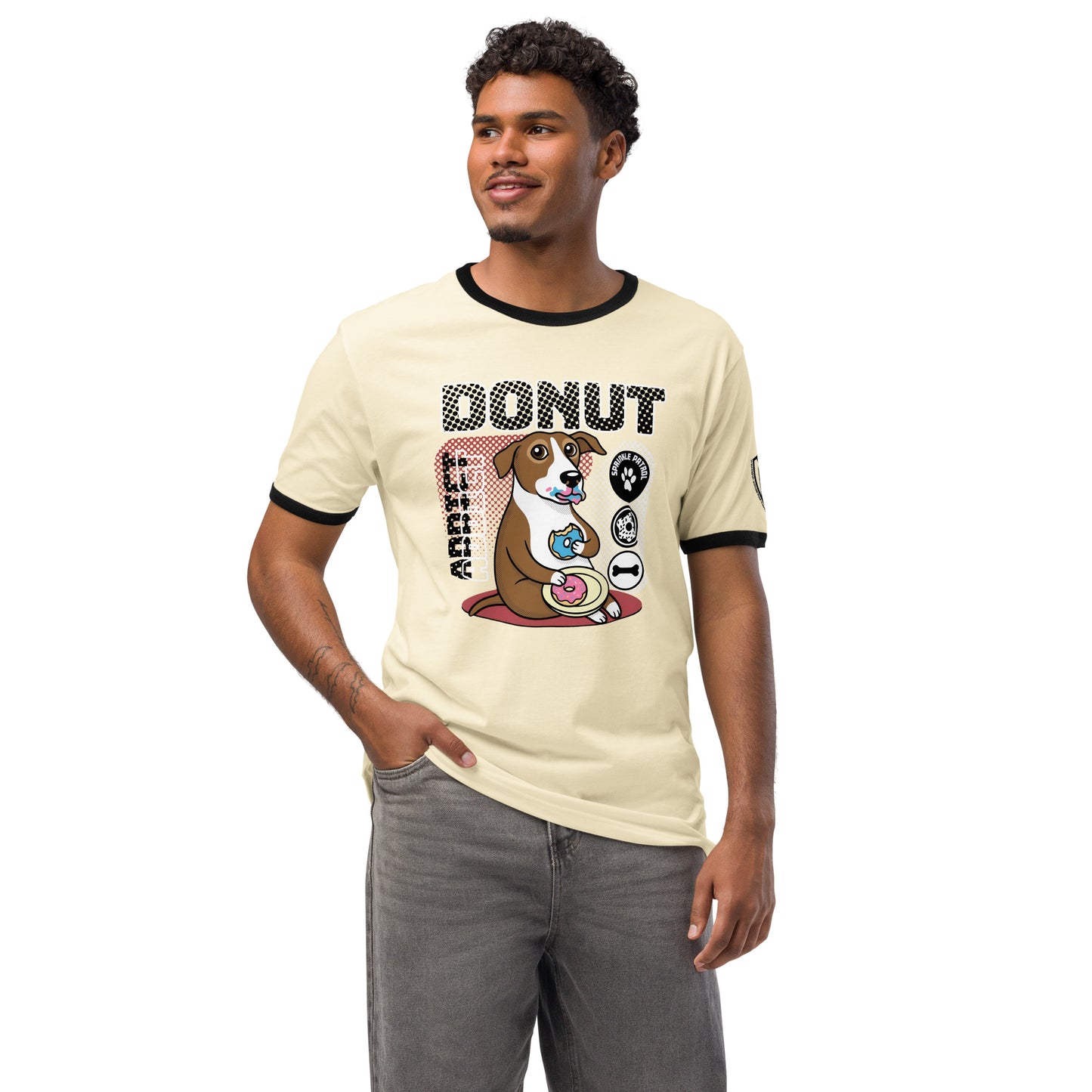 Donut Addict Graphic T-Shirt Natural Black