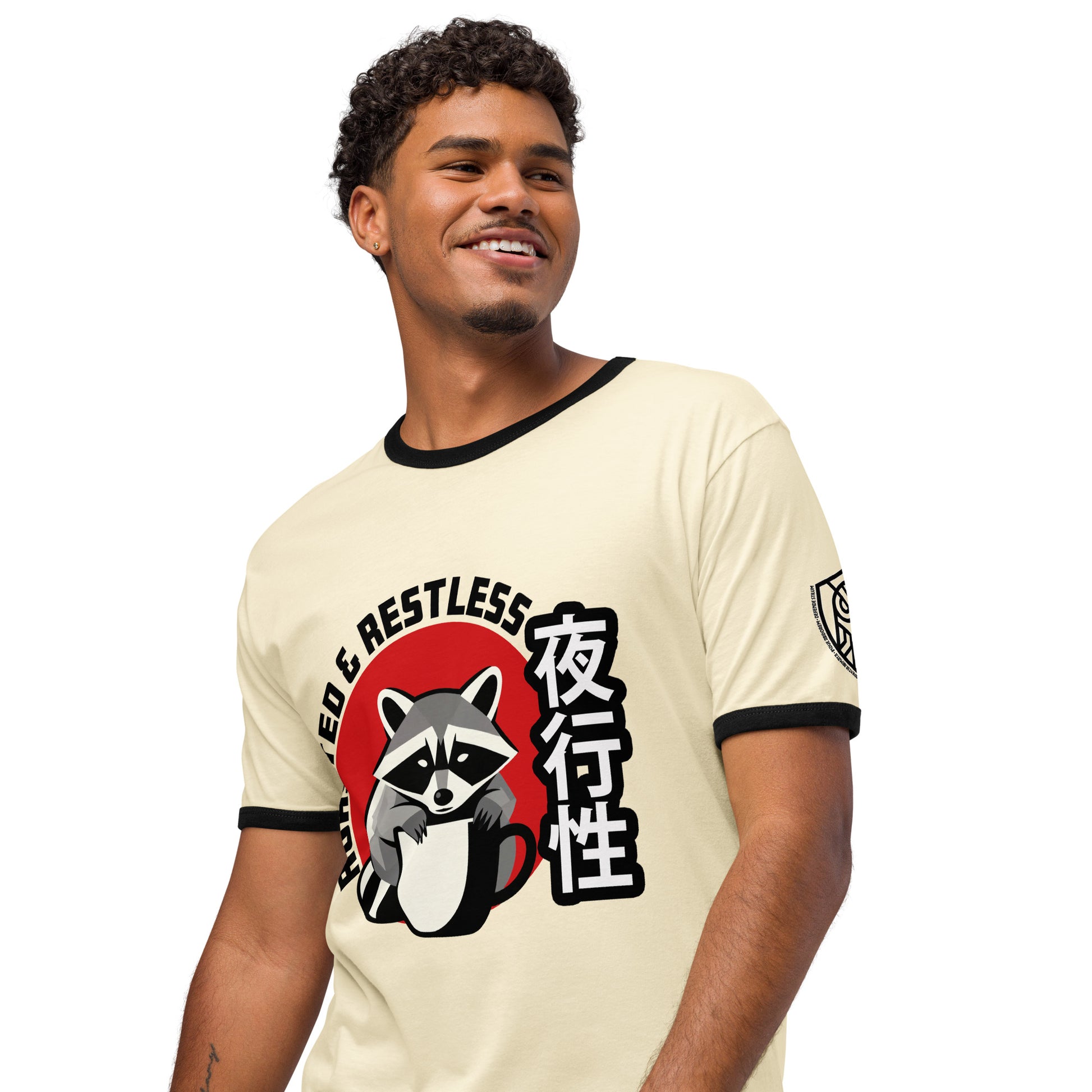Roasted & Restless Retro Japanese Raccoon Graphic T-Shirt