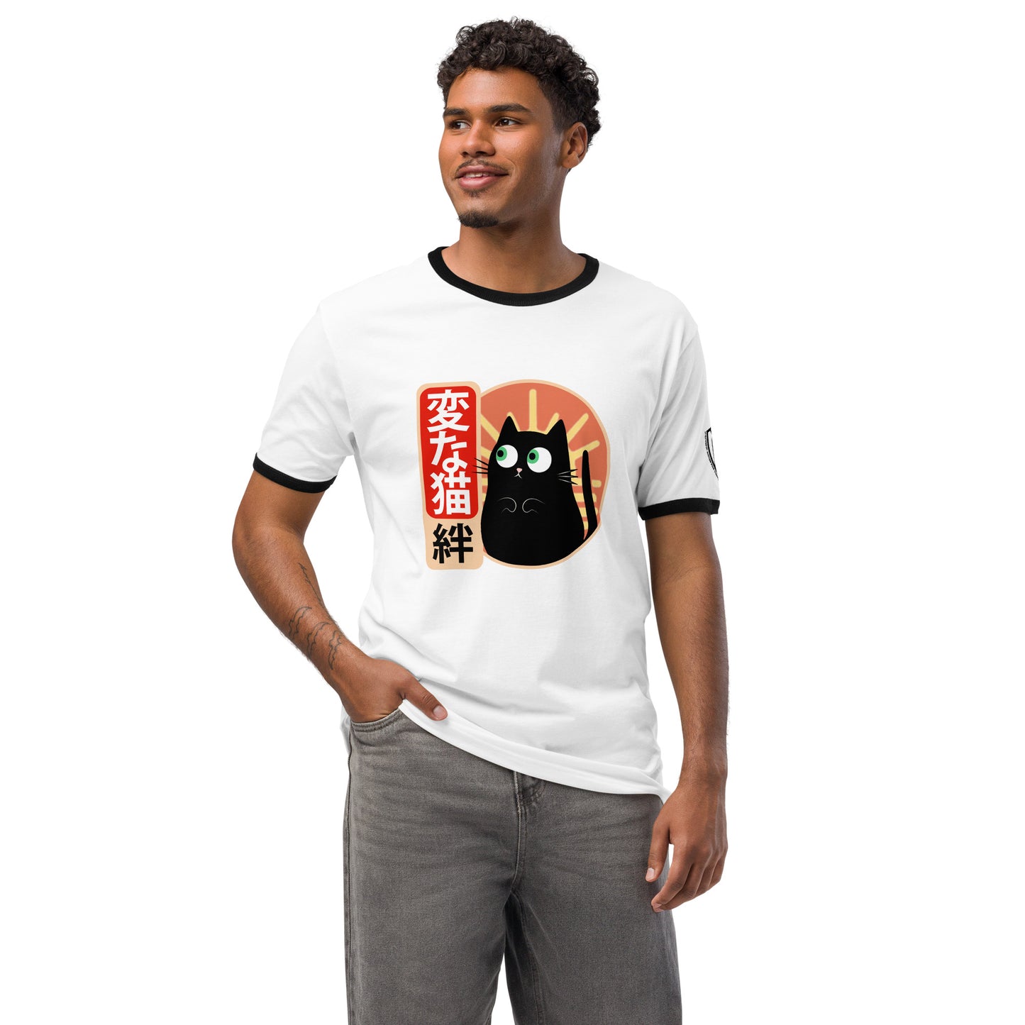 Strange Cat Bond Retro Japanese Graphic T-Shirt White Black