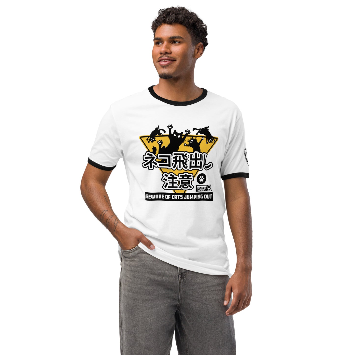 Feline Safety Unit Graphic T-Shirt White Black