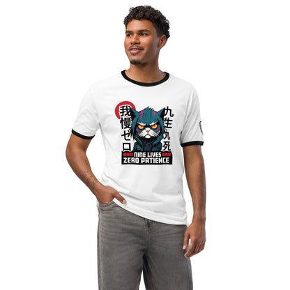 Nine Lives Zero Patience Japanese Graphic T-Shirt White Black