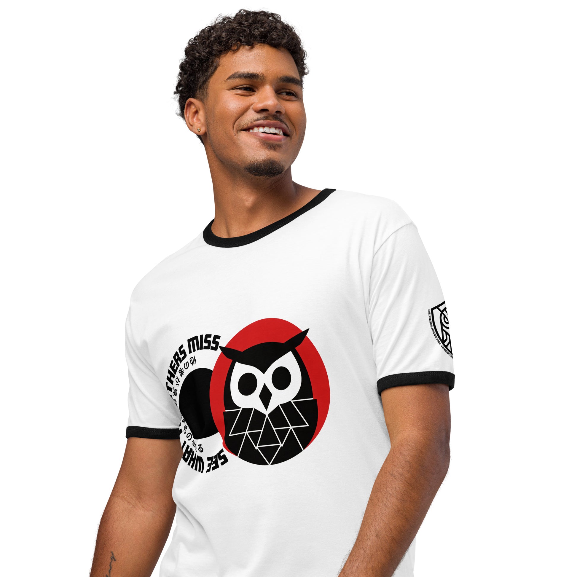 Geometric Owl Vision Retro Japanese Graphic T-Shirt