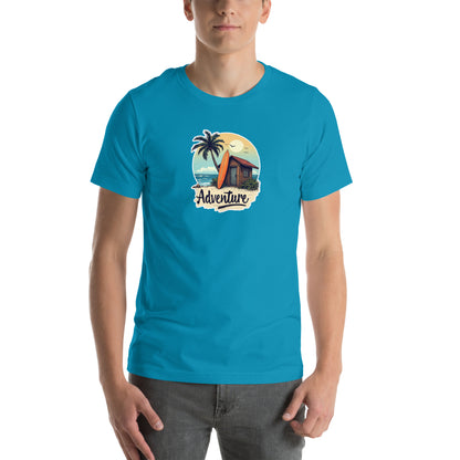 Coastal Vibes Retro Graphic T-Shirt Aqua Adults