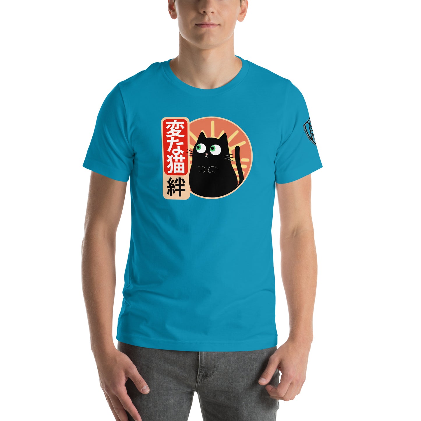 Strange Cat Bond Retro Japanese Graphic T-Shirt Aqua