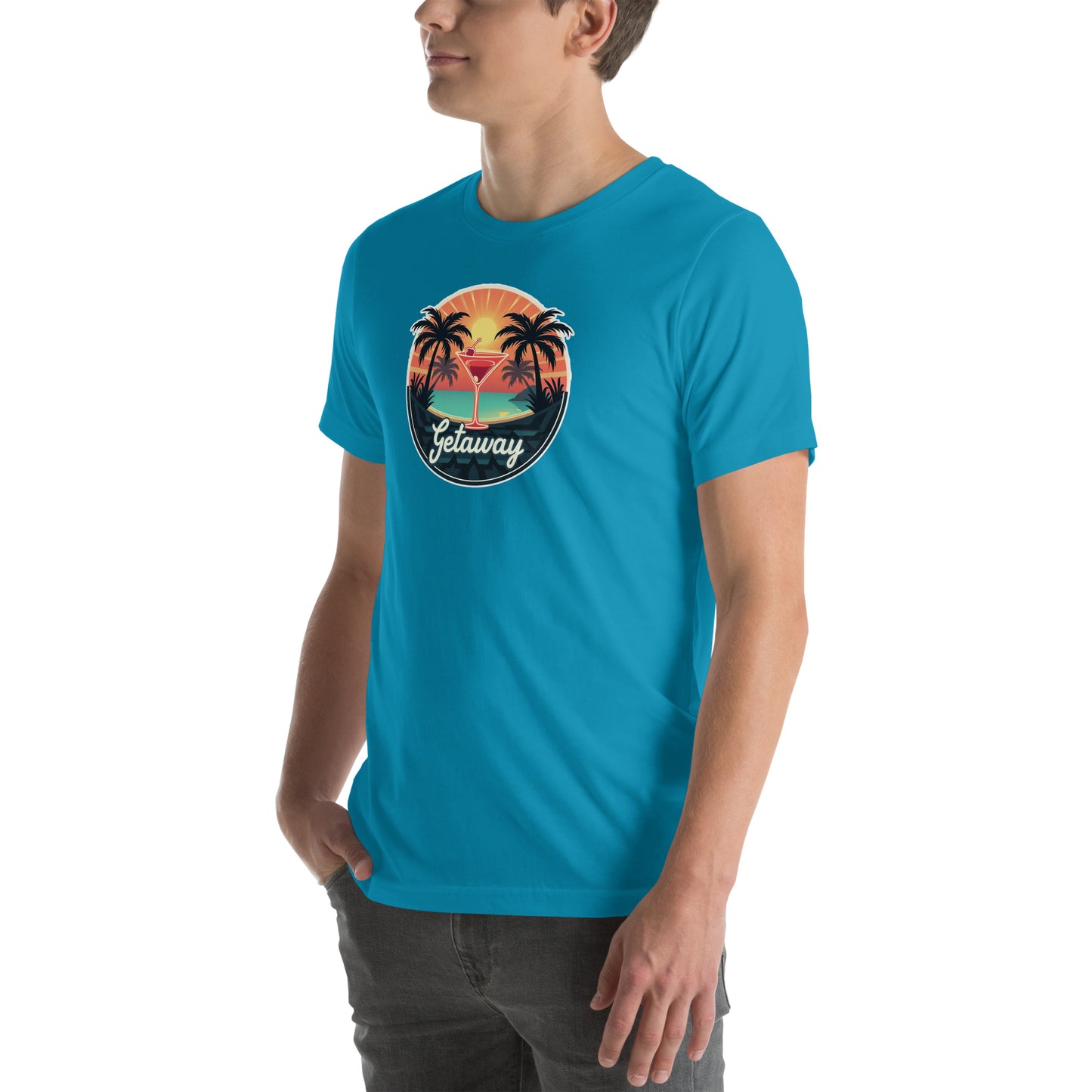 Sunset Sipping Retro Graphic T-Shirt