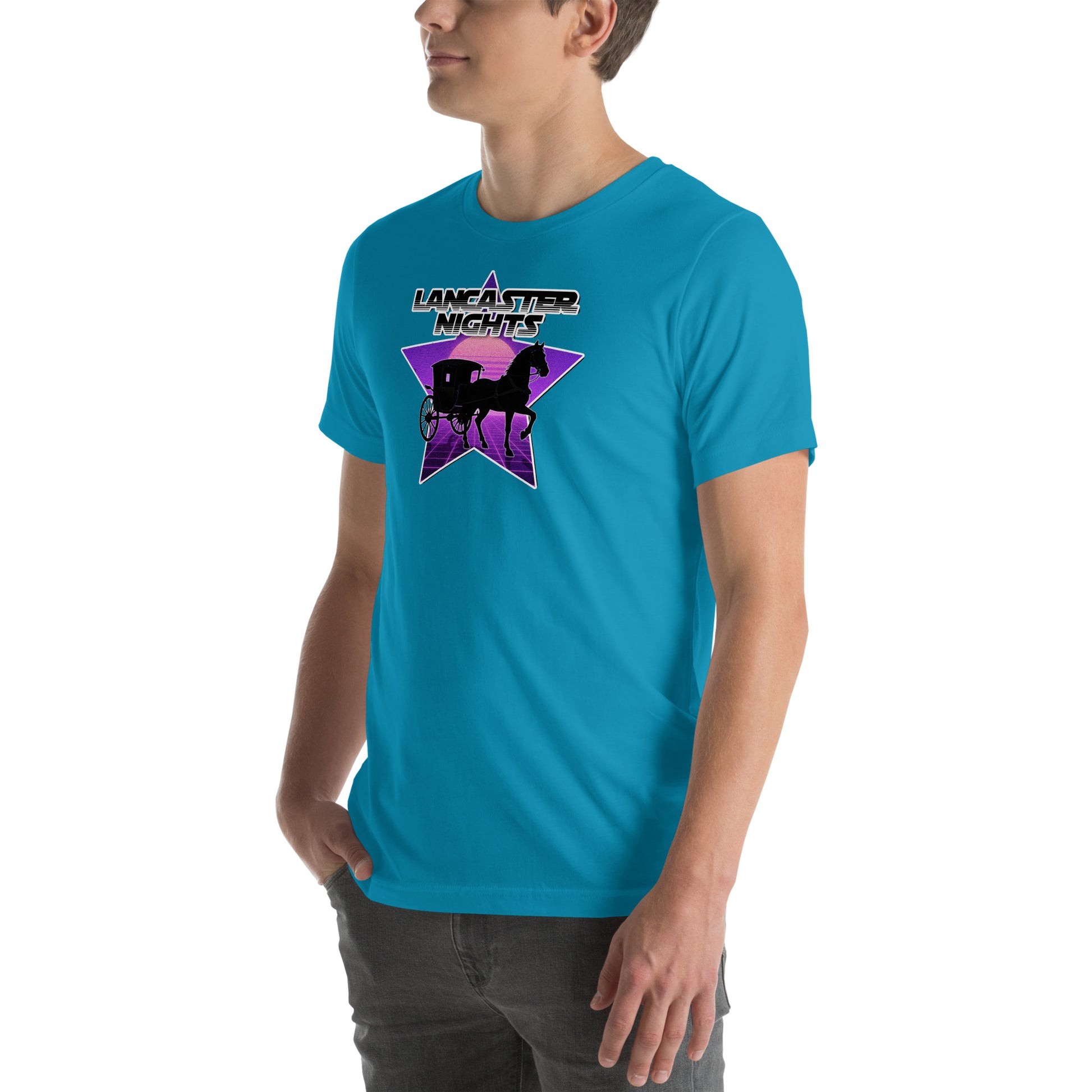 Retro Distressed Neon Lancaster Nights Graphic T-Shirt