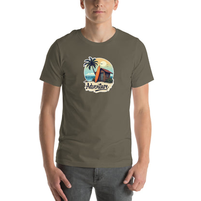 Coastal Vibes Retro Graphic T-Shirt Army Adults