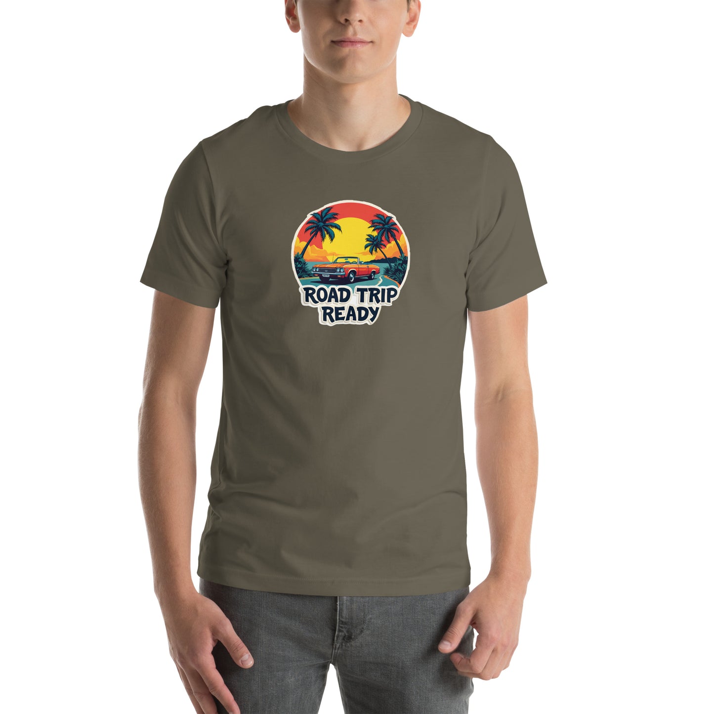 Chrome Dreams Road Trip Retro Graphic T-Shirt Army Adults