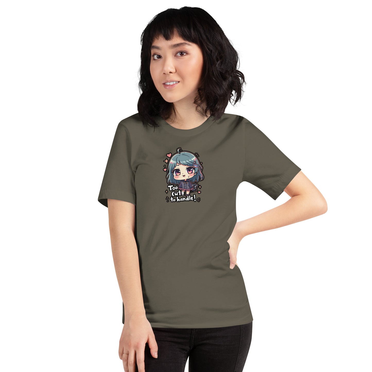 Too Cute Otaku Graphic T-Shirt Army Adults