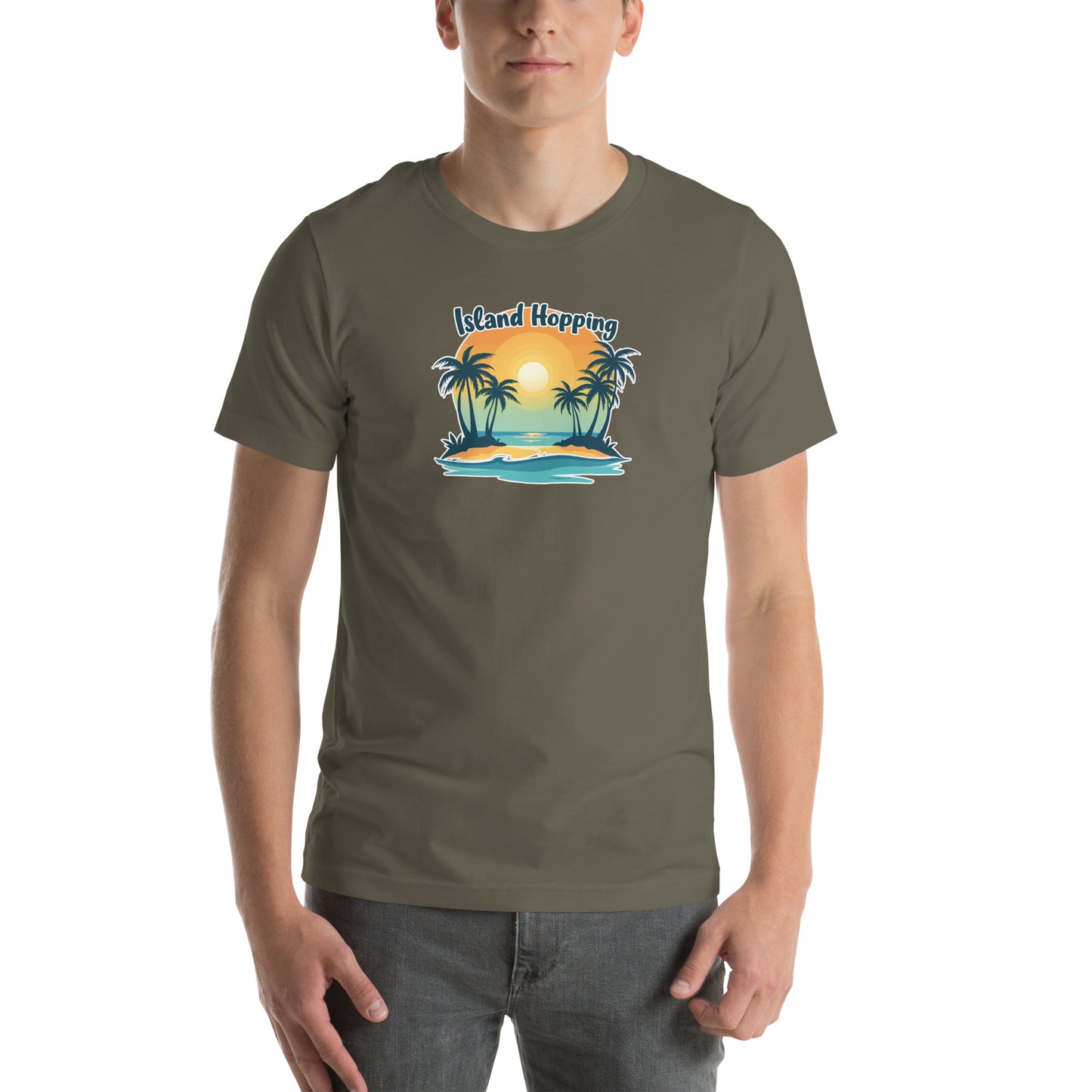 Island Vibes Retro Graphic T-Shirt Army Adults