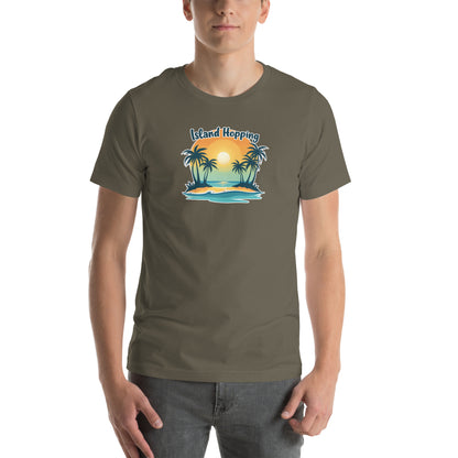 Island Vibes Retro Graphic T-Shirt Army Adults