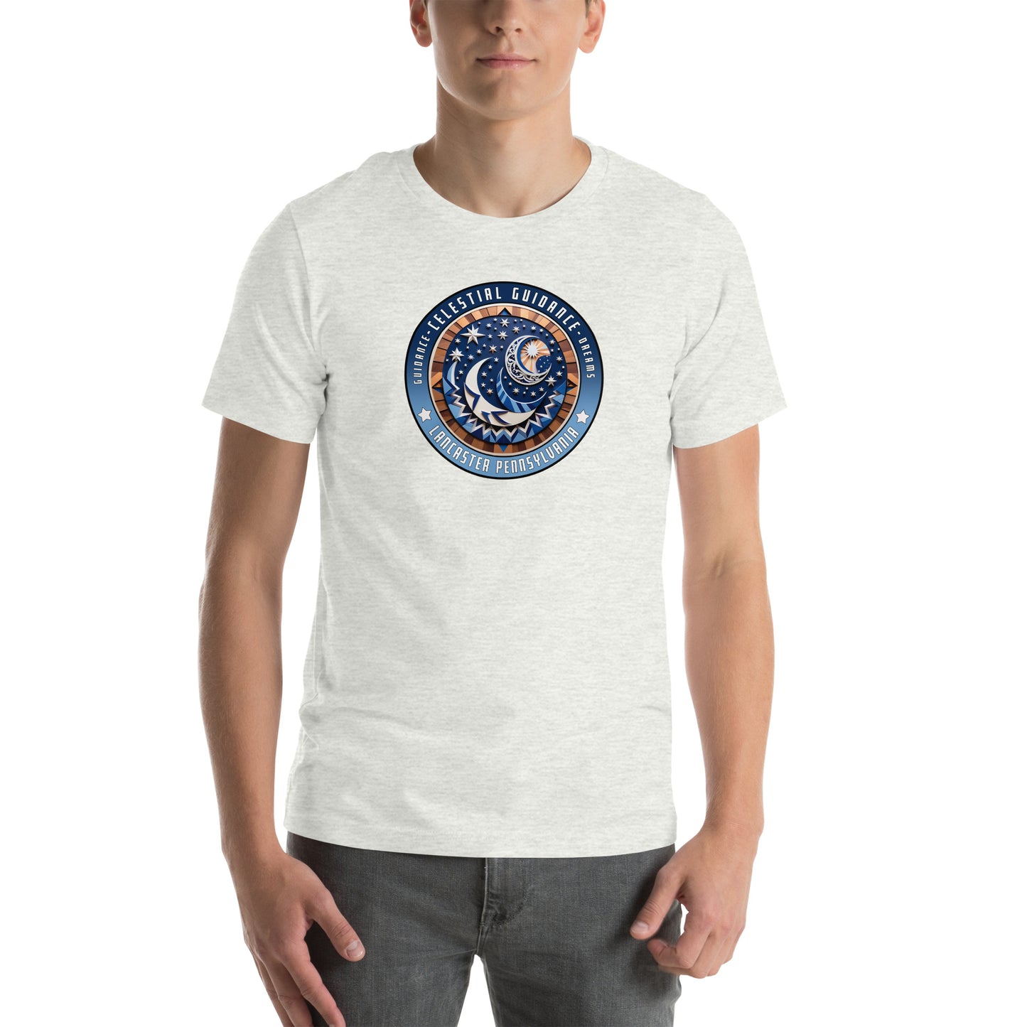 Celestial Guidance Hex Graphic T-Shirt Ash Adults