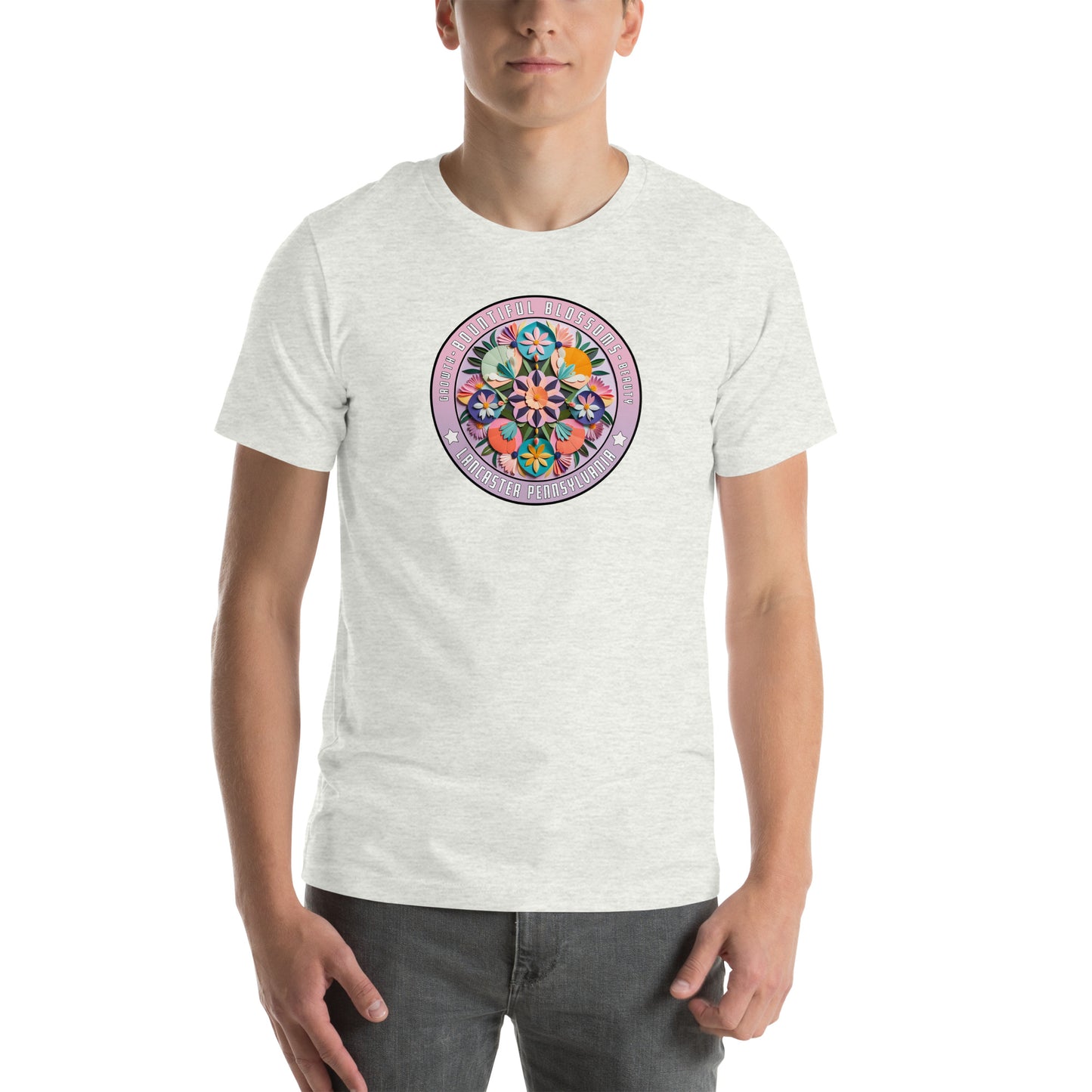 Bountiful Blossoms Hex Graphic T-Shirt Ash Adults
