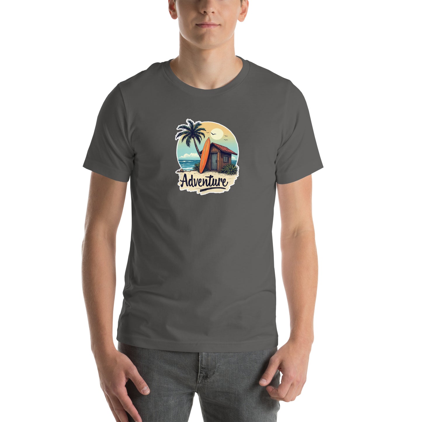 Coastal Vibes Retro Graphic T-Shirt Asphalt Adults