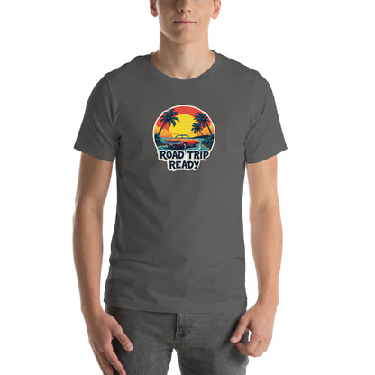Chrome Dreams Road Trip Retro Graphic T-Shirt Asphalt Adults