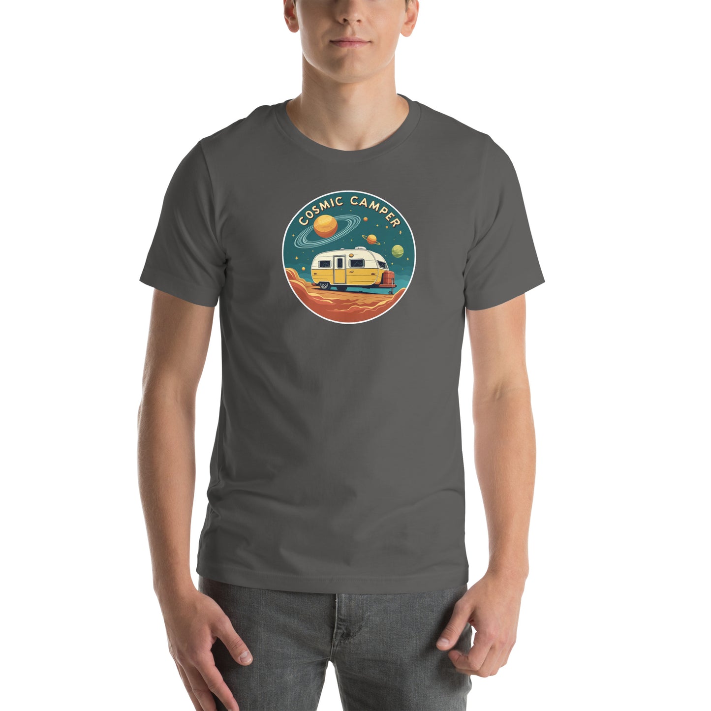 Cosmic Camper Retro Graphic T-Shirt Asphalt Adults