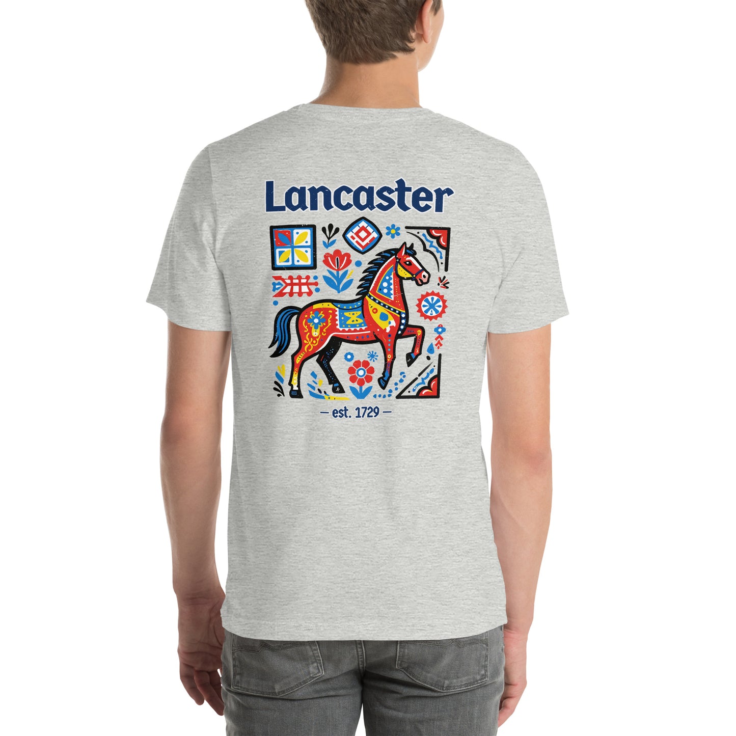 Lancaster Folk Art Horse Vintage Graphic T-Shirt Athletic Heather