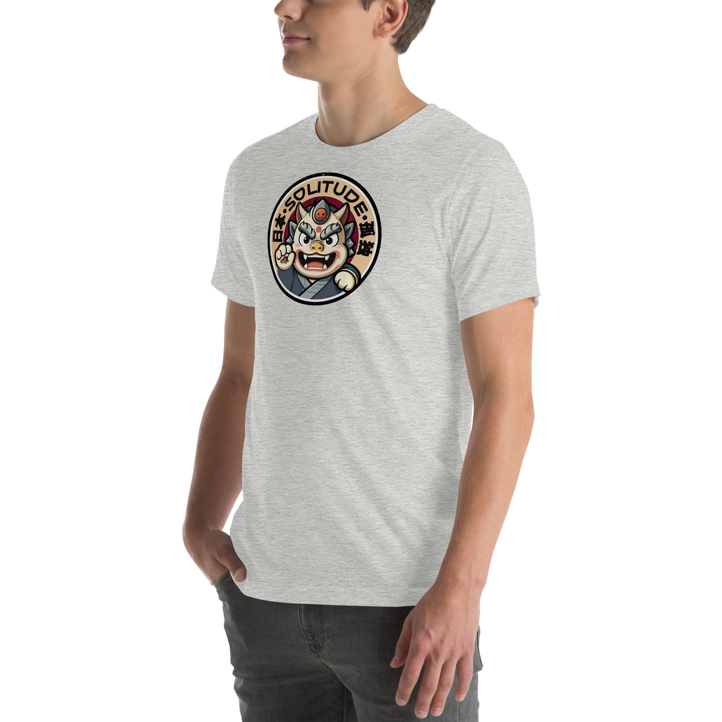 Solitude Retro Distressed Japanese Oni Graphic T-Shirt