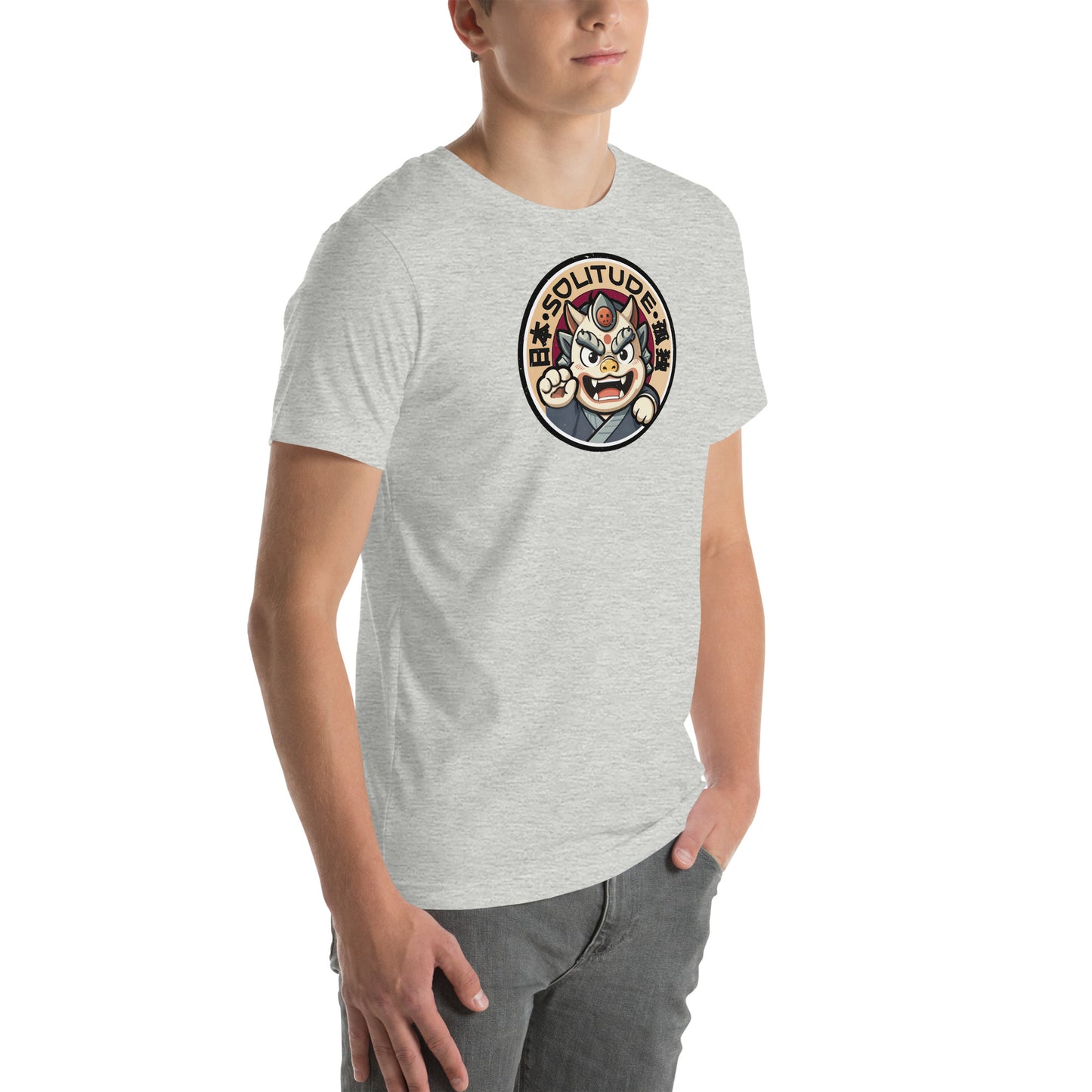 Solitude Retro Distressed Japanese Oni Graphic T-Shirt
