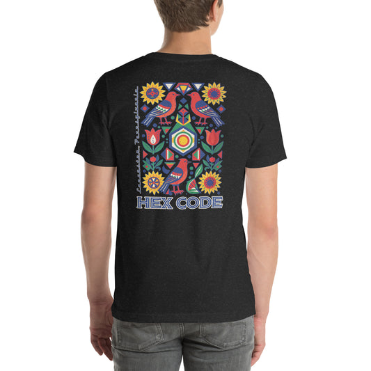 Hex Code Lancaster Folk Art Distressed Graphic T-Shirt Black Heather