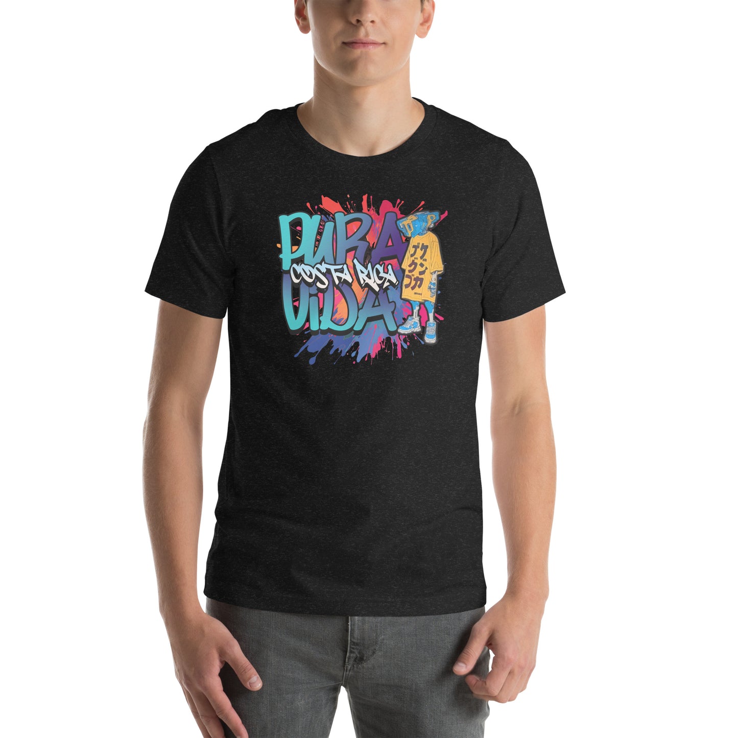 Pura Vida Street Graffiti Graphic T-Shirt Black Heather