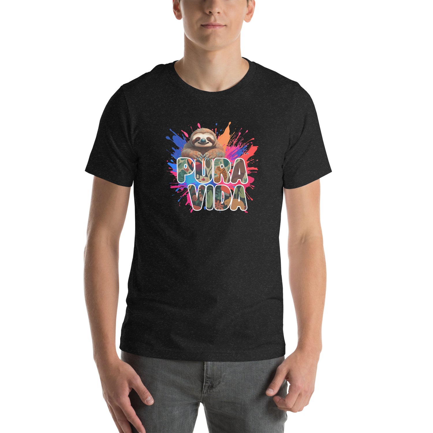 PuraVida Sloth Graphic T-Shirt Black Heather Adults