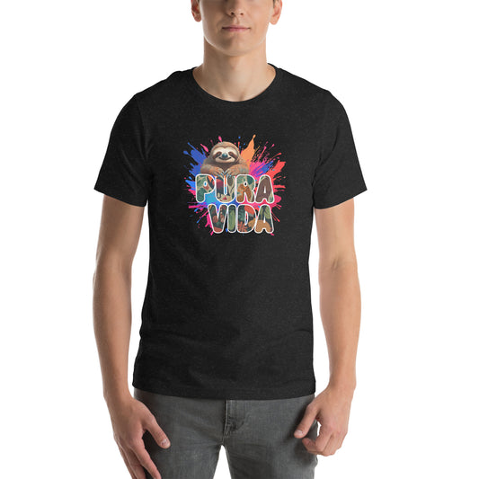 PuraVida Sloth Graphic T-Shirt Black Heather Adults