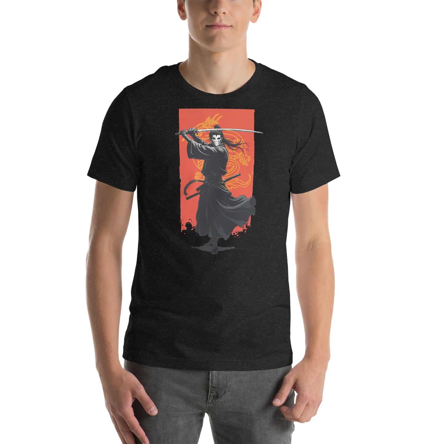 Enigma Warrior Otaku Streetwear Graphic T-Shirt Black Heather Adults