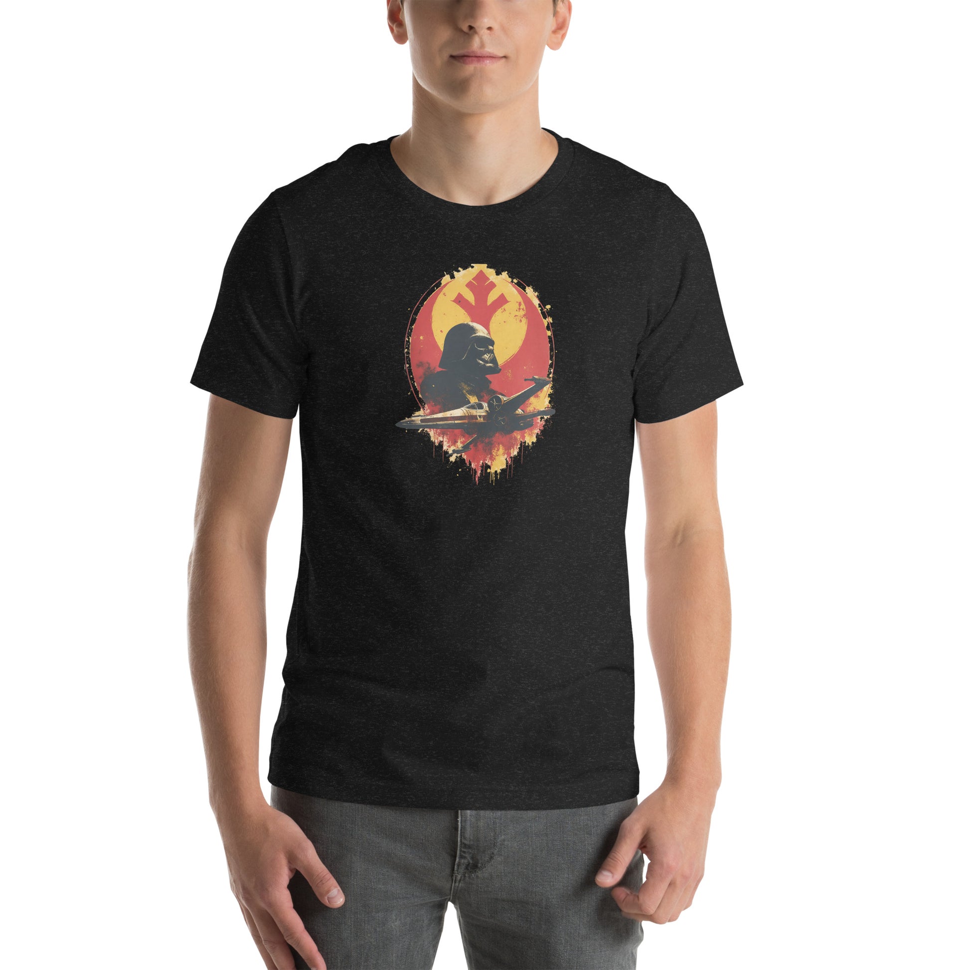 Galactic Ascent Sci-fi Graphic T-Shirt Black Heather Adults